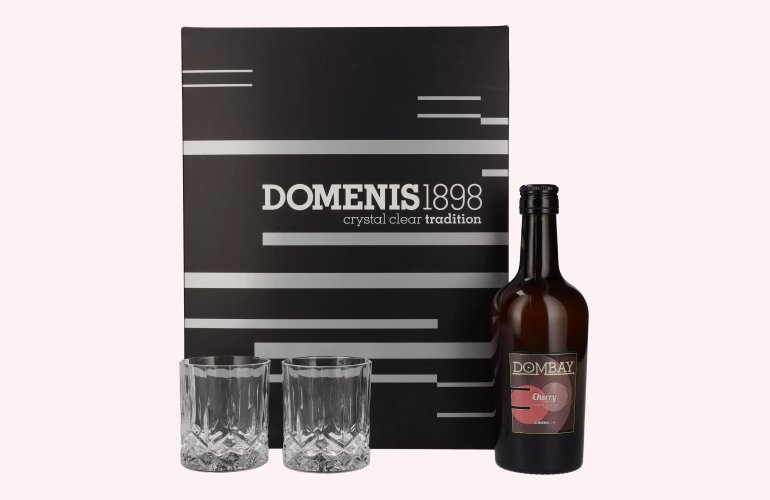 Domenis 1898 DOMBAY Cherry crema di ciliegie 17% Vol. 0,5l in Geschenkbox mit 2 Gläsern