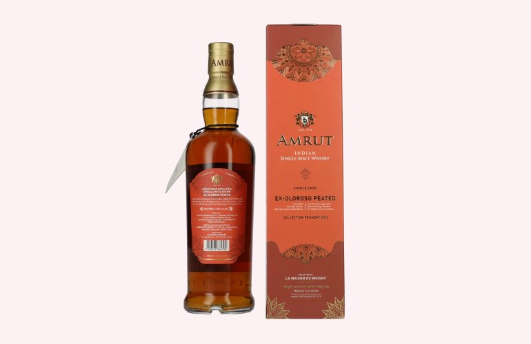 Amrut Ex-Oloroso Peated Indian Single Malt Whisky Collection Foundations 60% Vol. 0,7l in Geschenkbox
