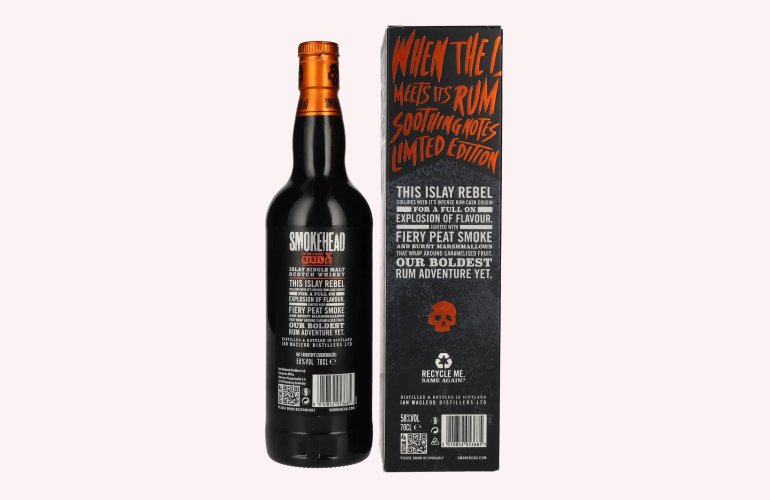 Smokehead RUM REBEL Rum Cask XLE Islay Single Malt Xclusive Limited Edition 58% Vol. 0,7l in Geschenkbox