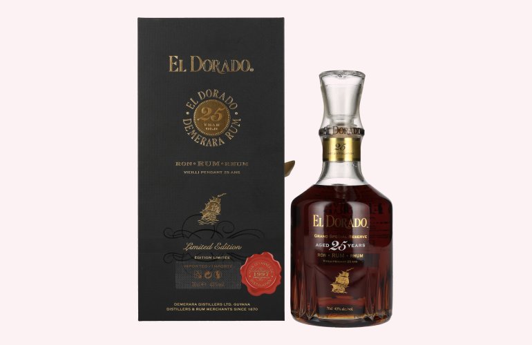 El Dorado 25 Years Old GRAND SPECIAL RESERVE Rum 1997 43% Vol. 0,7l in Giftbox