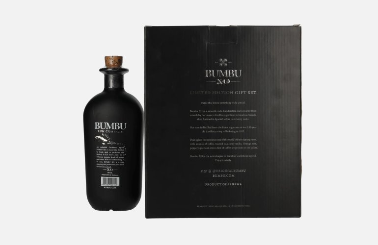 Bumbu XO Handcrafted Rum 40% Vol. 0,7l en boîte cadeau avec 2 Verres
