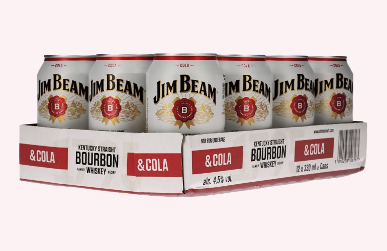 Jim Beam Kentucky Straight Bourbon Whiskey & Cola 4,5% Vol. 12x0,33l Dosen Pfand