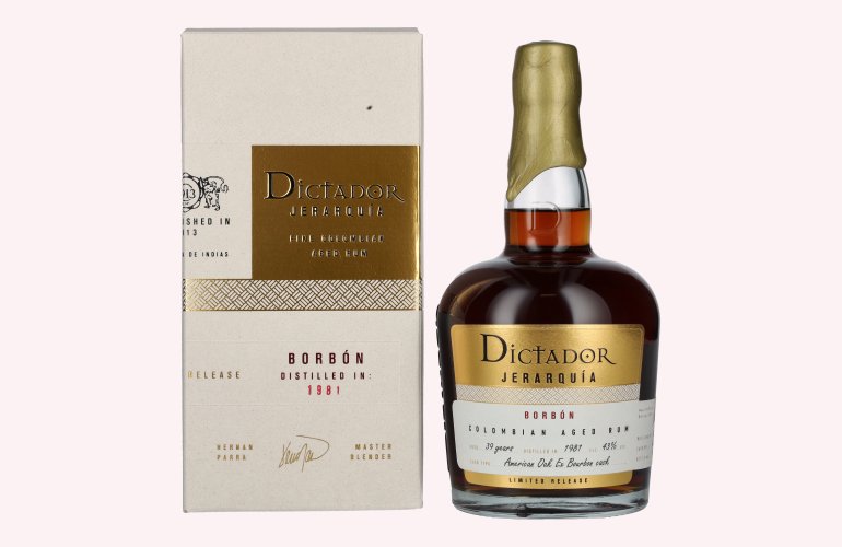 Dictador JERARQUÍA 39 Years Old BORBÓN Rum 1981 43% Vol. 0,7l in geschenkverpakking