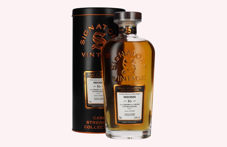 Signatory Vintage KNOCKDHU 16 Years Old 2nd Fill Oloroso Sherry Butt Cask Strength #7 2008 56,9% Vol 0,7l in Tinbox
