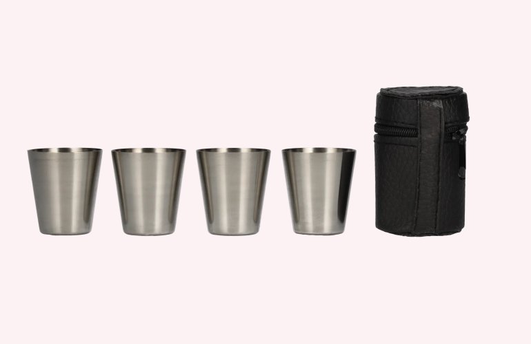 Jack Daniel's Shot Cups in Kunstledertasche