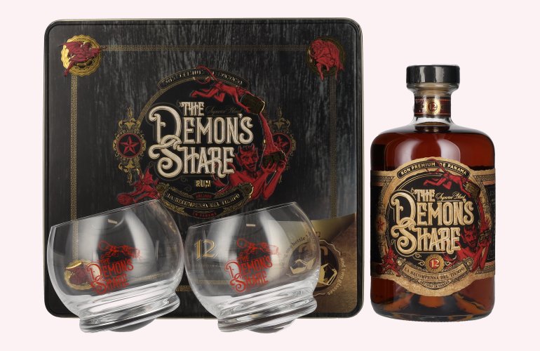 The Demon's Share Superior Blend Rum 12 Years Old 41% Vol. 0,7l in Tinbox with 2 glasses