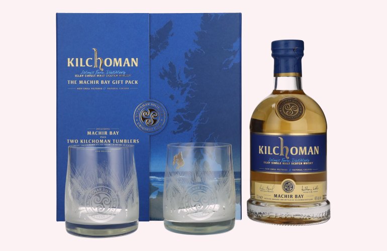 Kilchoman THE MACHIR BAY GIFT PACK 46% Vol. 0,7l in Geschenkbox mit 2 Gläsern