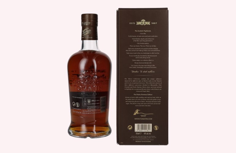 Tomatin 17 Years Old SHERRY COLLECTION Pedro Ximénez Sherry Butts Limited Edition 2006 46% Vol. 0,7l in geschenkverpakking