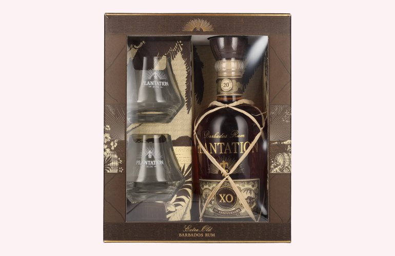 Plantation Rum BARBADOS XO 20th Anniversary 40% Vol. 0,7l in Geschenkbox mit 2 Gläsern