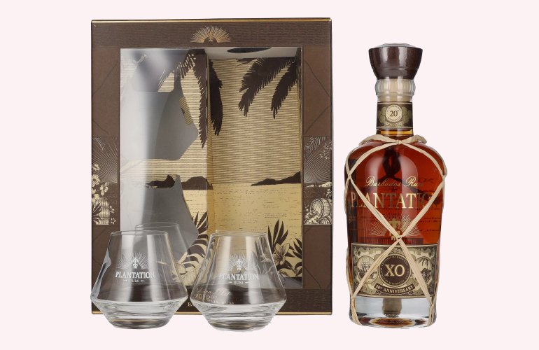 Plantation Rum BARBADOS XO 20th Anniversary 40% Vol. 0,7l in Geschenkbox mit 2 Gläsern