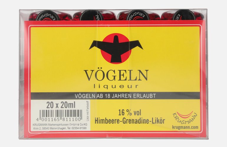 Vögeln Himbeere-Grenadine Likör 16% Vol. 20x0,02l