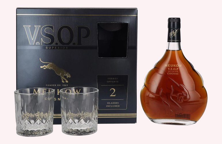 Meukow V.S.O.P Superior Cognac 40% Vol. 0,7l in Geschenkbox mit 2 Gläser