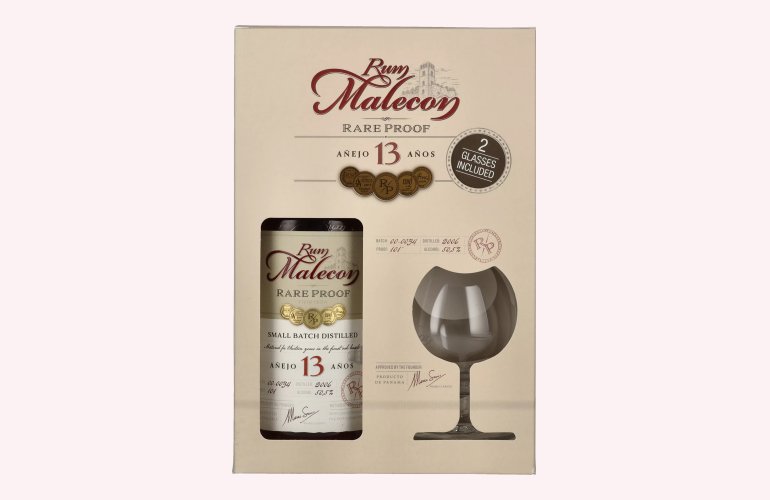Rum Malecon Añejo 13 Años RARE PROOF 2006 50,5% Vol. 0,7l in Geschenkbox mit 2 Gläsern