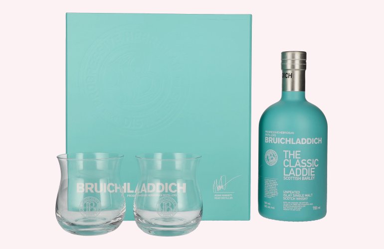 Bruichladdich THE CLASSIC LADDIE Scottish Barley Unpeated 50% Vol. 0,7l in Geschenkbox mit 2 Gläsern