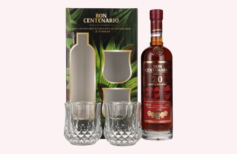 Ron Centenario FUNDACIÓN 20 Sistema Solera Rum 40% Vol. 0,7l in Geschenkbox mit 2 Tumbler