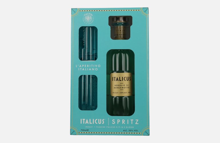Italicus Rosolio di Bergamotto Liquore 20% Vol. 0,7l in Geschenkbox mit 2 Gläsern