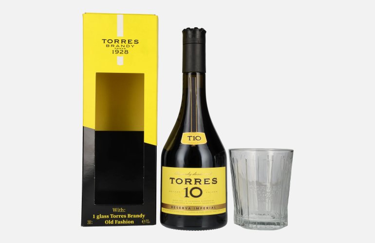 Torres 10 RESERVA IMPERIAL Brandy 38% Vol. 0,7l in Geschenkbox mit Glas