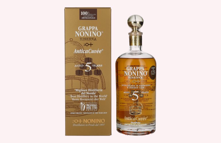 Nonino Grappa Riserva Antica Cuvée 5 Years Old 43% Vol. 0,7l in Geschenkbox