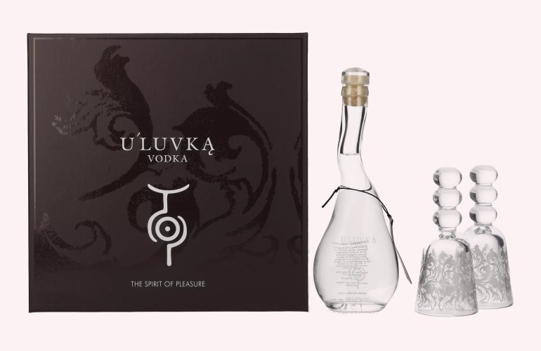 U'Luvka Vodka 40% Vol. 0,1l in Geschenkbox mit 2 Gläsern