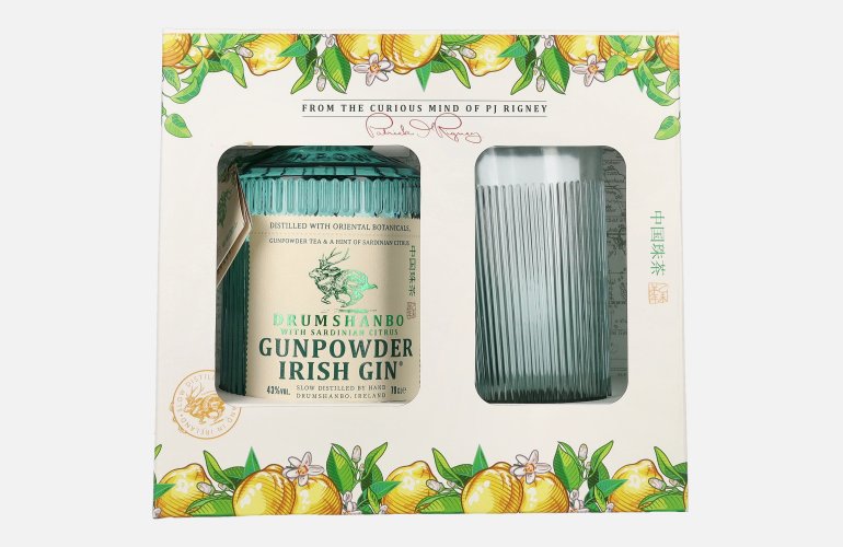 Drumshanbo Gunpowder Irish Gin with Sardinian Citrus 43% Vol. 0,7l in Geschenkbox mit Glas