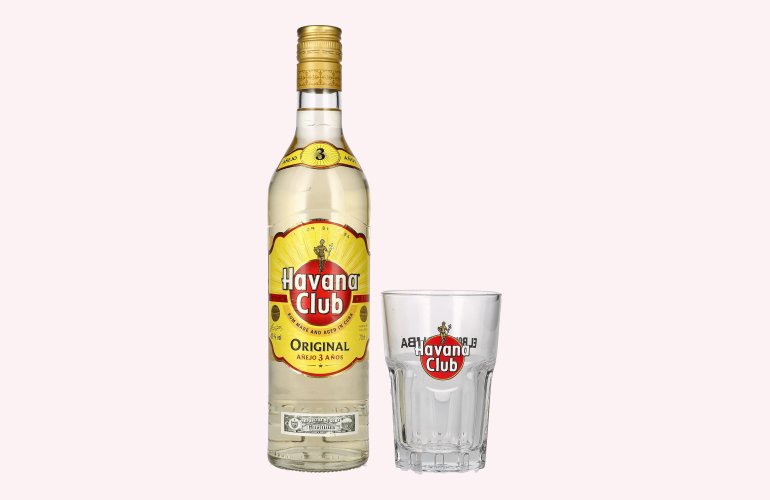 Havana Club Añejo 3 Años Rum 40% Vol. 0,7l mit Glas