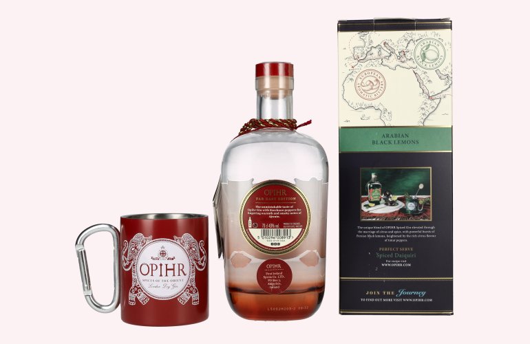 Opihr London Dry Gin FAR EAST EDITION 43% Vol. 0,7l in Giftbox with Travel Mug