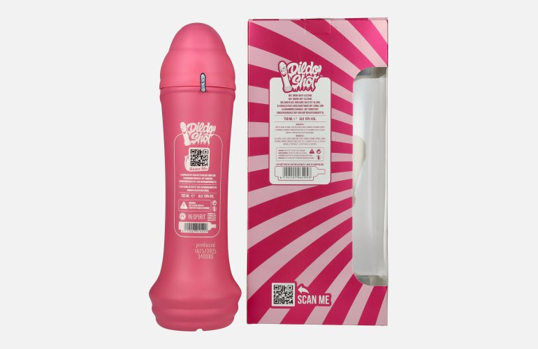 Dildo Shot Bubblegum Vodka Based 10% Vol. 0,7l in geschenkverpakking met 2 Bril