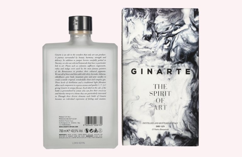 GINARTE Dry Gin The Spirit Of Art 43,5% Vol. 0,7l en boîte cadeau