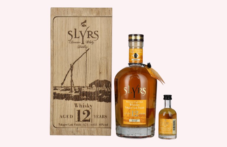 Slyrs 12 Years Old TOKAJER CASK FINISH Bavarian Single Malt Whisky 2013 43% Vol. 0,7l in Holzkiste mit 0,05l Miniatur
