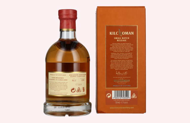 Kilchoman Islay Single Malt Whisky Bourbon/Oloroso Sherry SMALL BATCH 2 47,1% Vol. 0,7l in geschenkverpakking