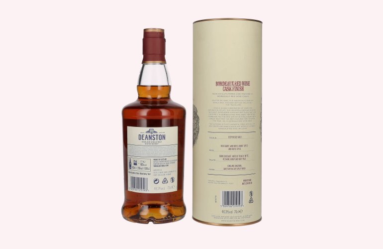 Deanston 10 Years Old Highland Single Malt Bordeaux Red Wine Cask Finish 46,3% Vol. 0,7l in Geschenkbox