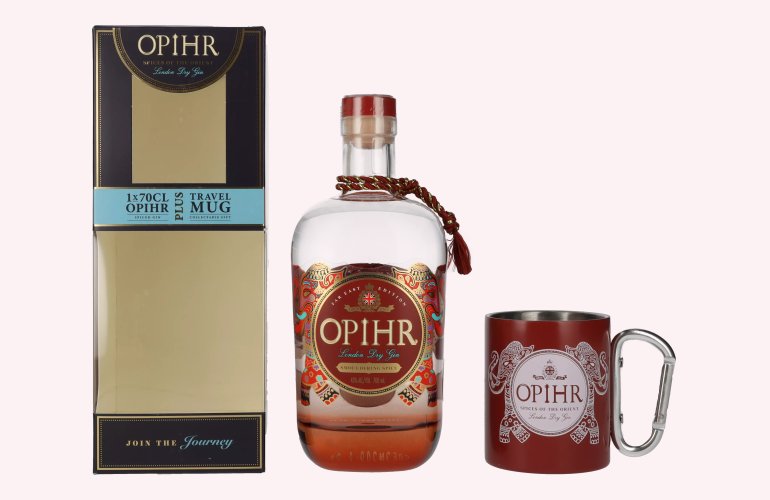 Opihr London Dry Gin FAR EAST EDITION 43% Vol. 0,7l in Geschenkbox mit Travel Mug