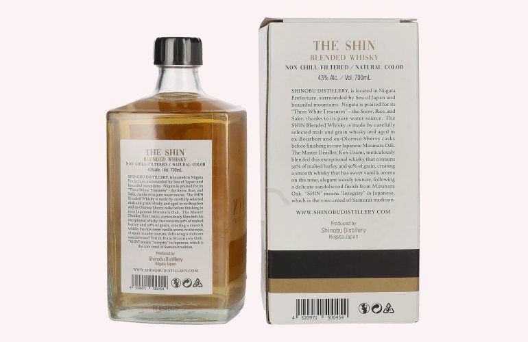 The Shin Blended Whisky MIZUNARA Japanese Oak Finish 43% Vol. 0,7l in geschenkverpakking