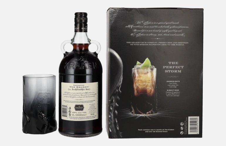 The Kraken Black Spiced 40% Vol. 1l in Geschenkbox mit Glas