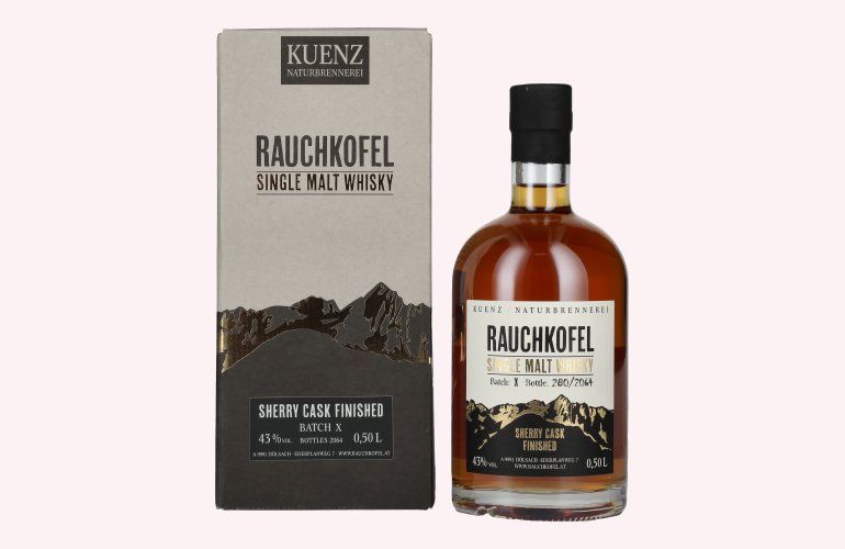 Kuenz Naturbrennerei Rauchkofel Single Malt Whisky Sherry Cask Finished 43% Vol. 0,5l in geschenkverpakking