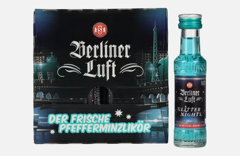 Berliner Luft GLITTER NIGHTS Der Frische Pfefferminzlikör 18% Vol. 24x0,02l