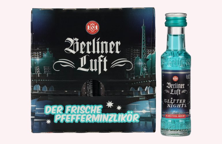 Berliner Luft GLITTER NIGHTS Der Frische Pfefferminzlikör 18% Vol. 24x0,02l