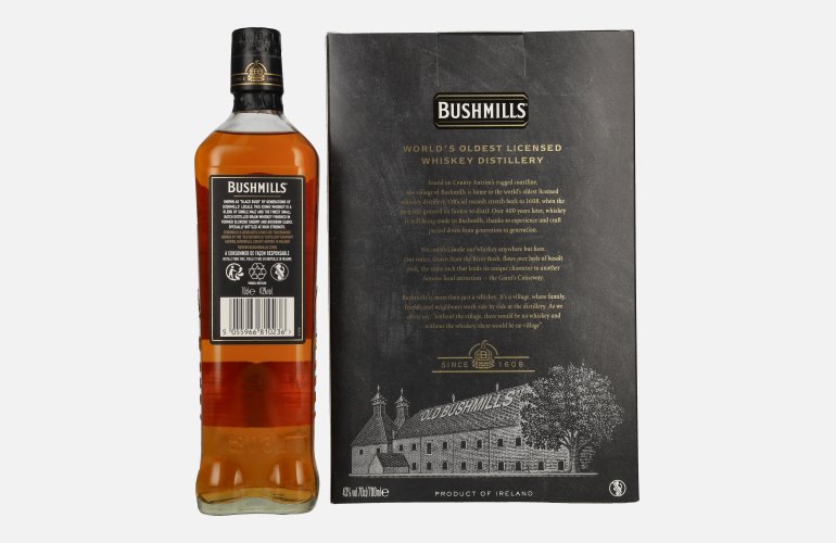 Bushmills BLACK BUSH Irish Whiskey Caviste Edition 43% Vol. 0,7l in Geschenkbox mit 2 Gläsern