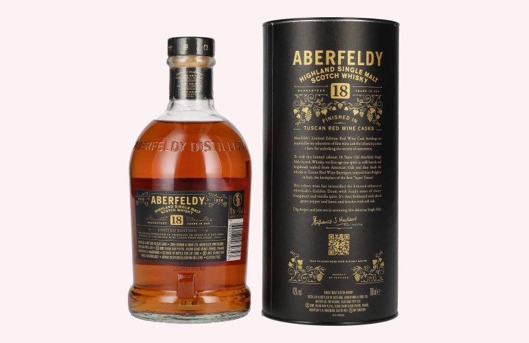 Aberfeldy 18 Years Old Red Wine Casks BOLGHERI 43% Vol. 0,7l en boîte cadeau