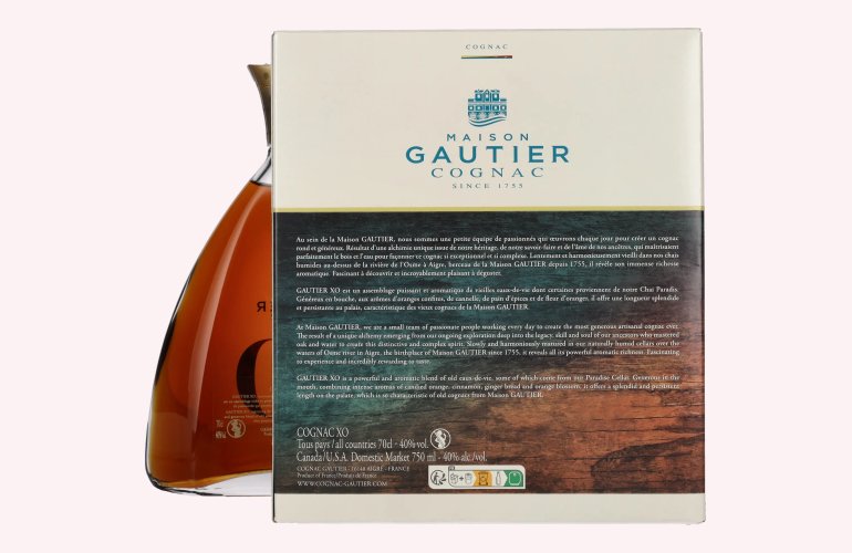 Gautier Cognac XO 40% Vol. 0,7l en boîte cadeau
