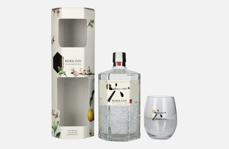 Roku Gin The Japanese Craft Gin 43% Vol. 0,7l in Giftbox with glass