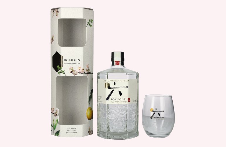 Roku Gin The Japanese Craft Gin 43% Vol. 0,7l in Geschenkbox mit Glas