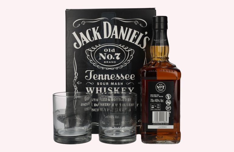 Jack Daniel's Tennessee Whiskey 40% Vol. 0,7l in geschenkverpakking met 2 Rocks Bril