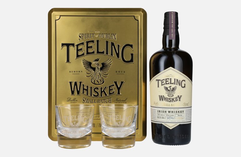 Teeling Whiskey SMALL BATCH Irish Whiskey Rum Cask 46% Vol. 0,7l in Tinbox with 2 glasses