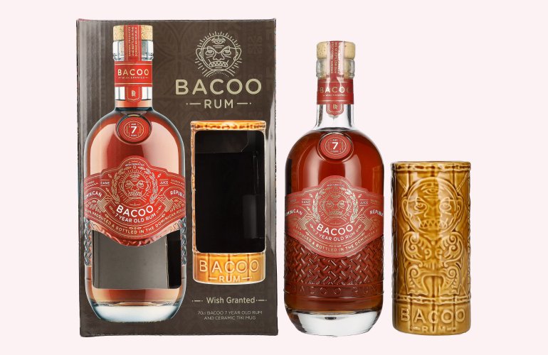 Bacoo 7 Years Old Rum 40% Vol. 0,7l in Geschenkbox mit Tiki Mug