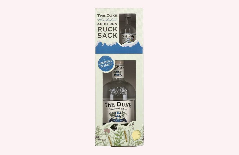 The Duke Munich Dry Gin Set 45,1% Vol. 0,7l in Geschenkbox mit Wanderlust Gin Miniatur 0,05l