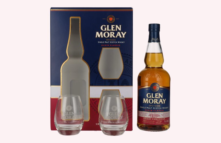 Glen Moray Elgin Classic Sherry Cask Finish 40% Vol. 0,7l in Geschenkbox mit 2 Gläsern