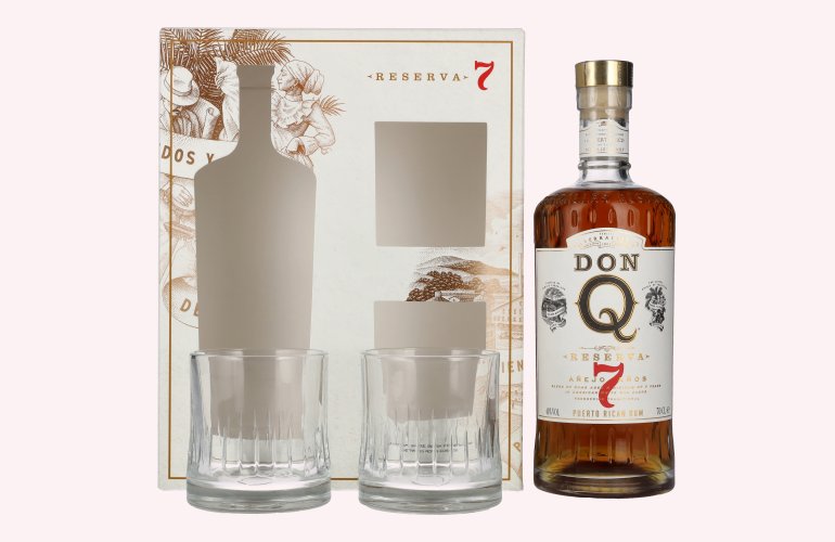 Don Q RESERVA Añejo 7 Años Puerto Rican Rum 40% Vol. 0,7l in Geschenkbox mit 2 Gläsern