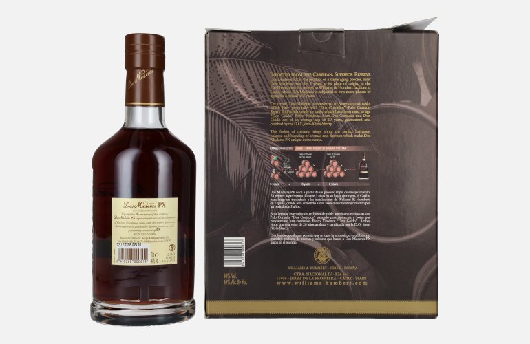 Dos Maderas PX 5+5 Years Old Triple Aged Spirit Drink 40% Vol. 0,7l en boîte cadeau avec 2 Verres