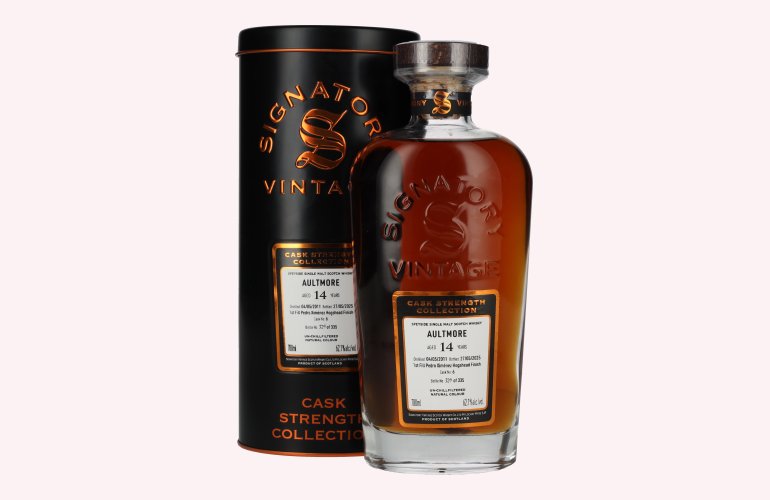 Signatory Vintage AULTMORE 14 Years Old 1st Fill PX Hogshead Cask Strength #6 2011 62,1% Vol. 0,7l in Tinbox
